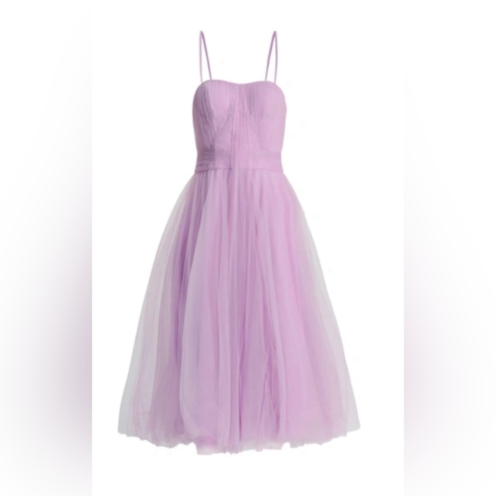 Zac Posen Pleated Tulle Midi Dress